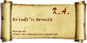 Kriván Arnold névjegykártya