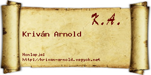 Kriván Arnold névjegykártya